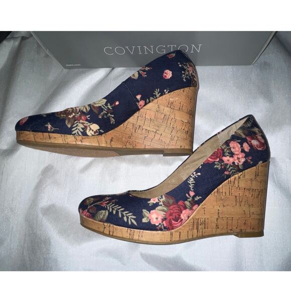 Covington Isle Floral Cork Wedge Heels - Size 6 1/2 M - New in Box‎ - Picture 6 of 9